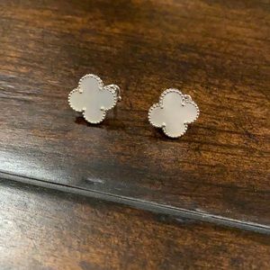 White mother of pearl clover earrings